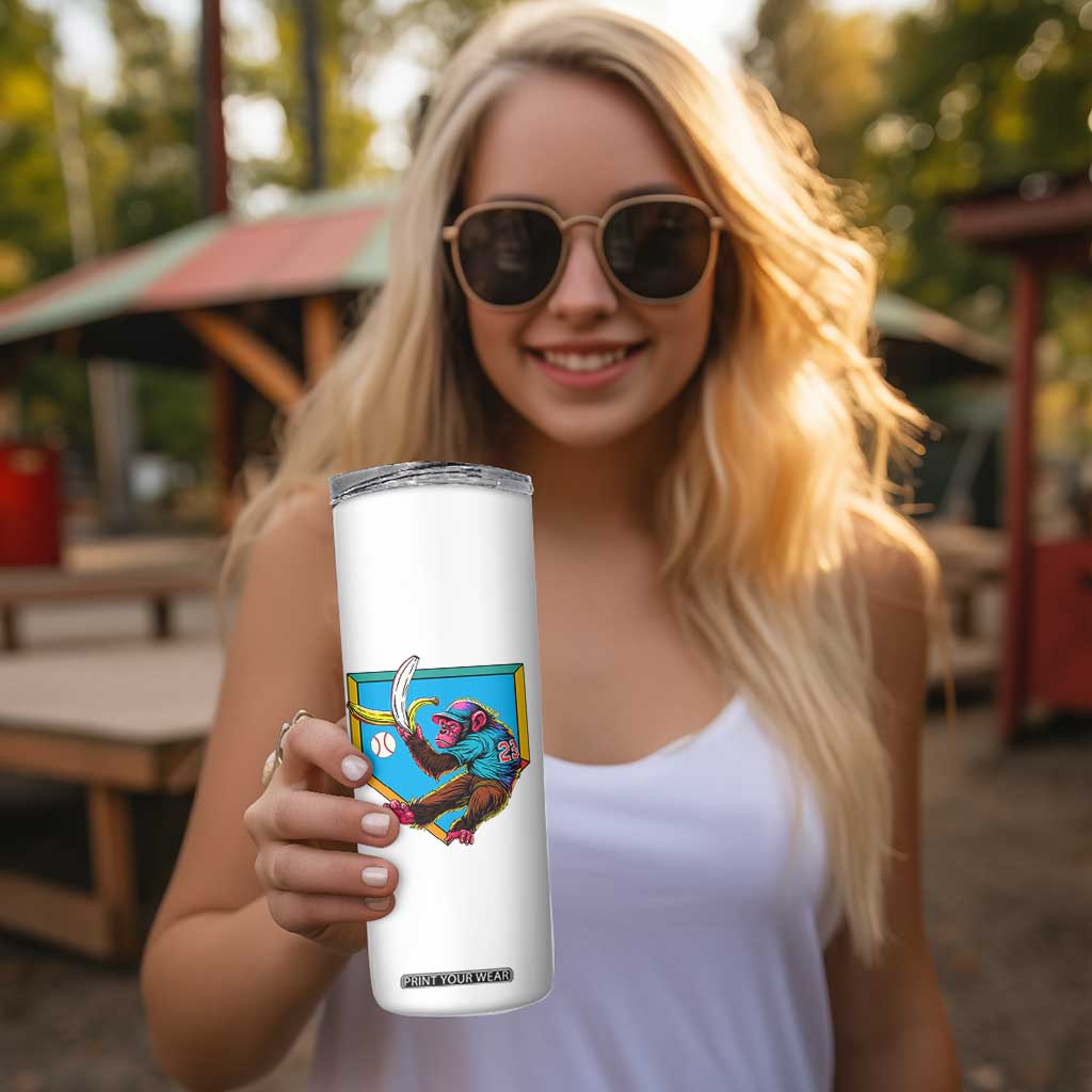 Funny Monkey Playing Baseball With Banana Skinny Tumbler Sport Humor Gift TS12 Print Your Wear