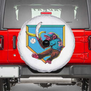 Funny Monkey Playing Baseball With Banana Spare Tire Cover Sport Humor Gift TS12 White Print Your Wear