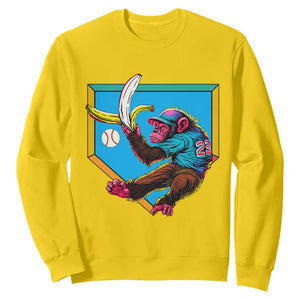 Funny Monkey Playing Baseball With Banana Sweatshirt Sport Humor Gift TS12 Daisy Print Your Wear