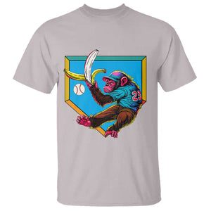 Funny Monkey Playing Baseball With Banana T Shirt Sport Humor Gift TS12 Ice Gray Print Your Wear