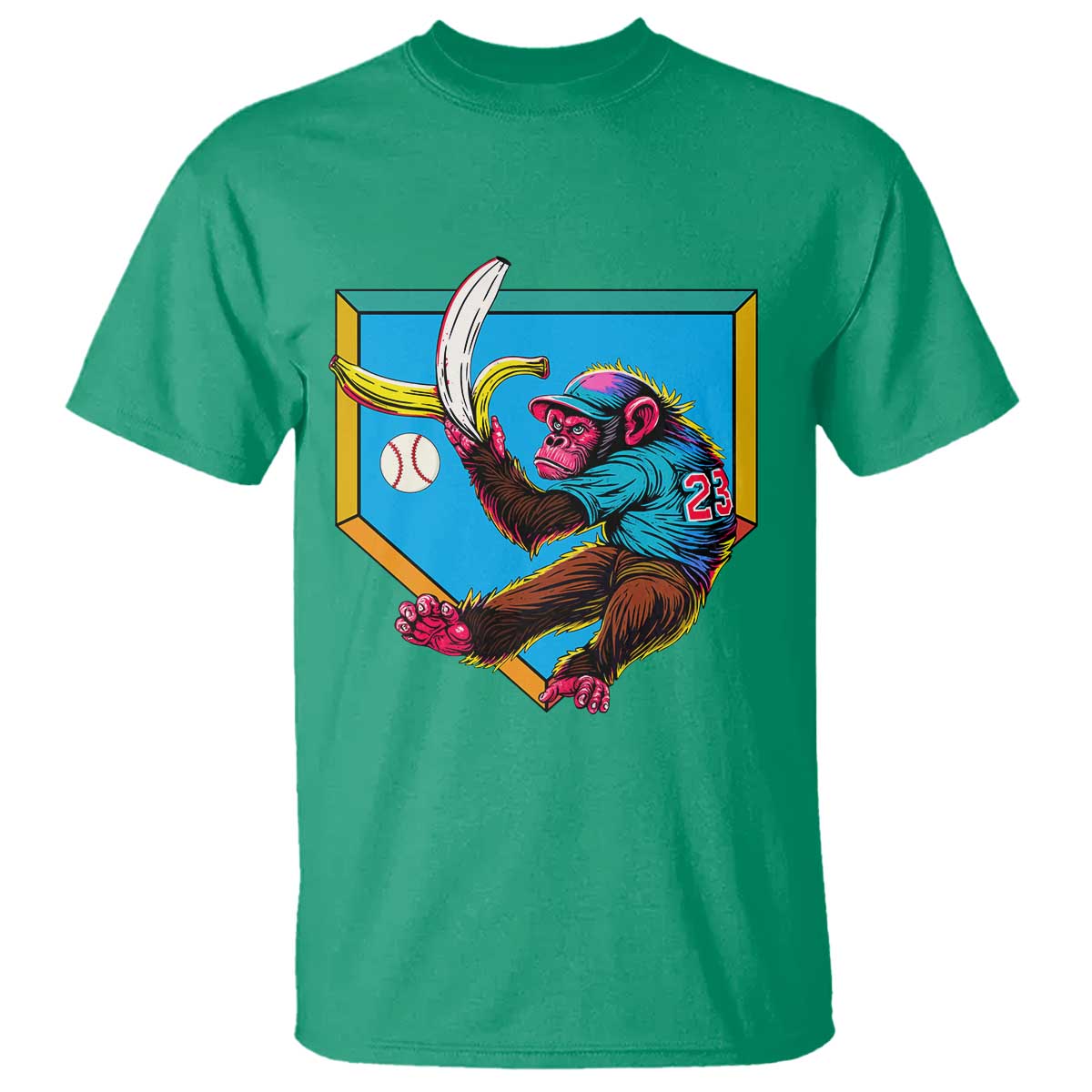 Funny Monkey Playing Baseball With Banana T Shirt Sport Humor Gift TS12 Irish Green Print Your Wear