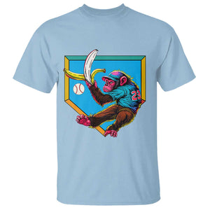Funny Monkey Playing Baseball With Banana T Shirt Sport Humor Gift TS12 Light Blue Print Your Wear