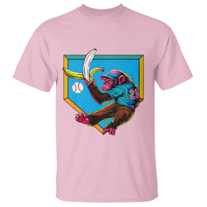 Funny Monkey Playing Baseball With Banana T Shirt Sport Humor Gift TS12 Light Pink Print Your Wear
