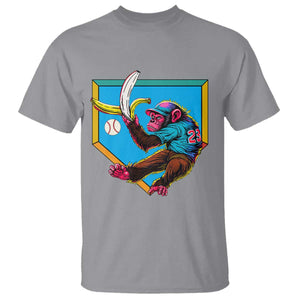Funny Monkey Playing Baseball With Banana T Shirt Sport Humor Gift TS12 Sport Gray Print Your Wear