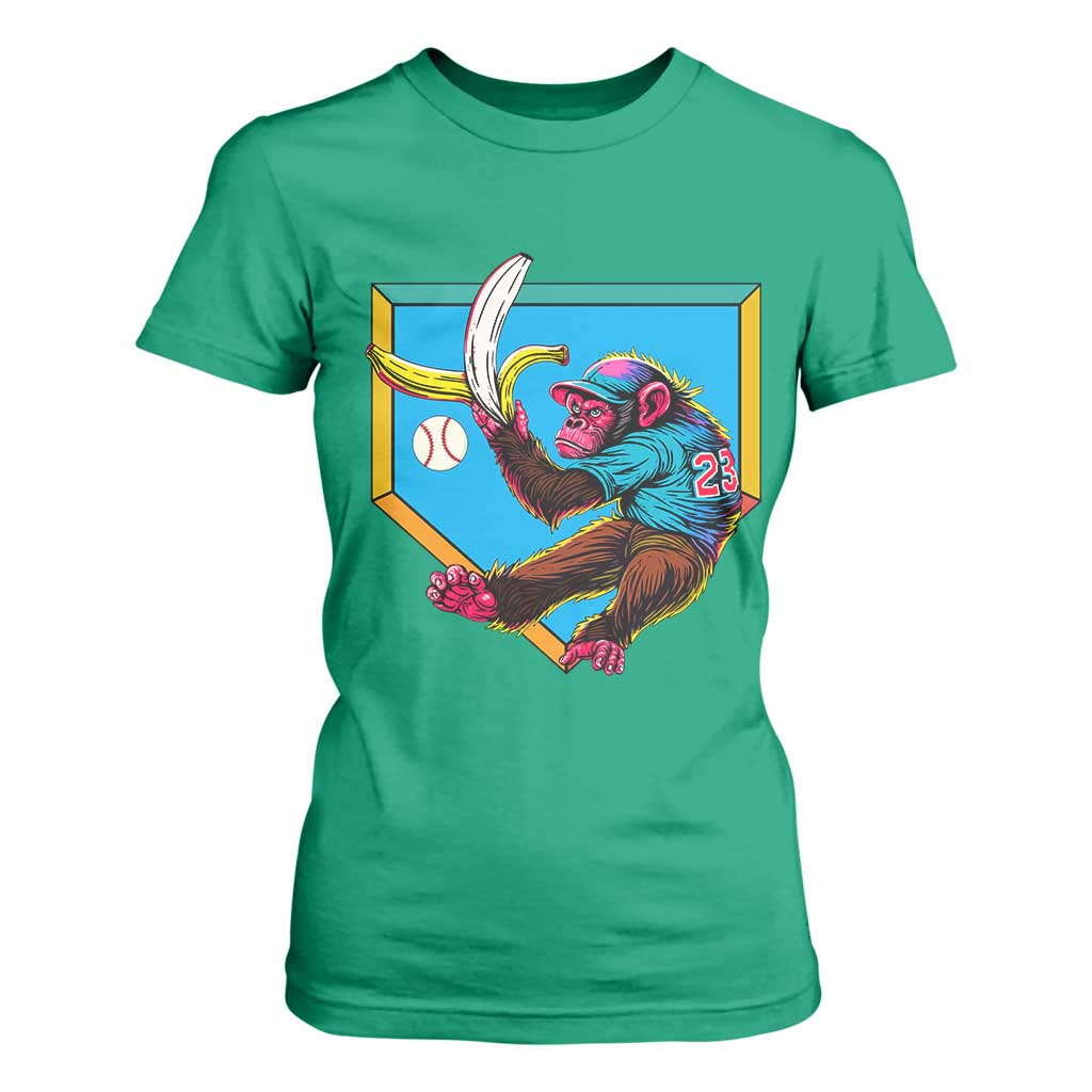 Funny Monkey Playing Baseball With Banana T Shirt For Women Sport Humor Gift TS12 Irish Green Print Your Wear