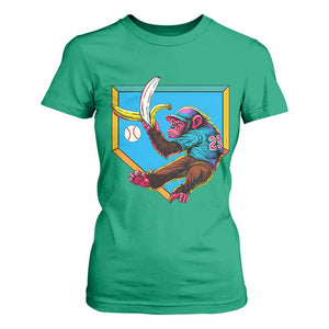 Funny Monkey Playing Baseball With Banana T Shirt For Women Sport Humor Gift TS12 Irish Green Print Your Wear