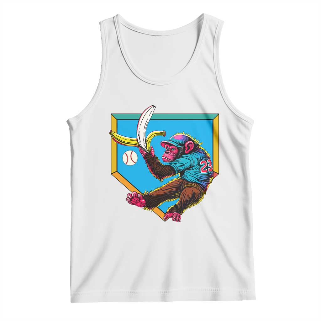 Funny Monkey Playing Baseball With Banana Tank Top Sport Humor Gift TS12 White Print Your Wear