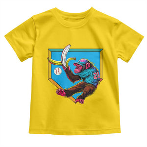 Funny Monkey Playing Baseball With Banana Toddler T Shirt Sport Humor Gift TS12 Daisy Print Your Wear