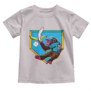 Funny Monkey Playing Baseball With Banana Toddler T Shirt Sport Humor Gift TS12 Ice Gray Print Your Wear