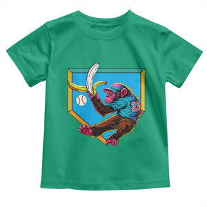 Funny Monkey Playing Baseball With Banana Toddler T Shirt Sport Humor Gift TS12 Irish Green Print Your Wear