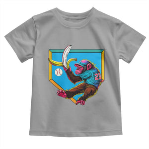 Funny Monkey Playing Baseball With Banana Toddler T Shirt Sport Humor Gift TS12 Sport Gray Print Your Wear