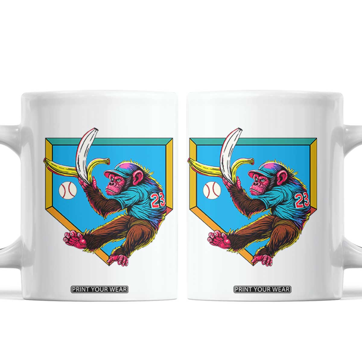 Funny Monkey Playing Baseball With Banana Coffee Mug Sport Humor Gift TS12 White Print Your Wear