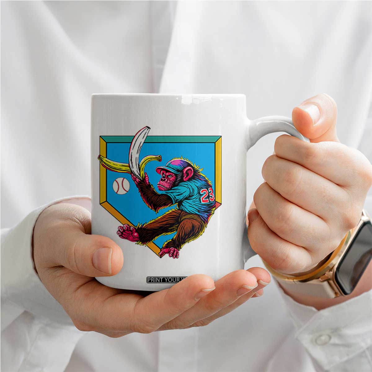 Funny Monkey Playing Baseball With Banana Coffee Mug Sport Humor Gift TS12 Print Your Wear