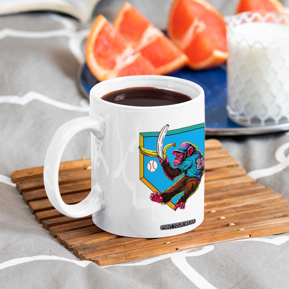 Funny Monkey Playing Baseball With Banana Coffee Mug Sport Humor Gift TS12 Print Your Wear