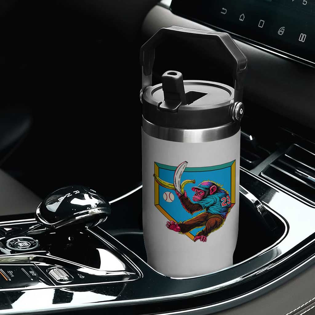 Funny Monkey Playing Baseball With Banana Flip Straw Tumbler Sport Humor Gift TS12 Print Your Wear