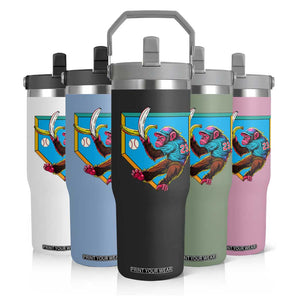 Funny Monkey Playing Baseball With Banana Flip Straw Tumbler Sport Humor Gift TS12 Print Your Wear