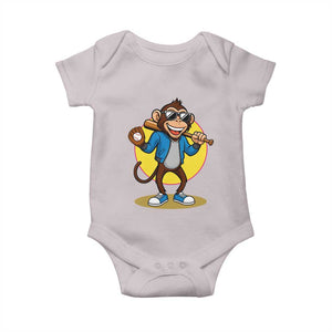 Funny Baseball Baby Onesie Monkey Playing Baseball Sport Humor Gift TS12 Ice Gray Print Your Wear