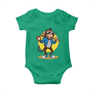 Funny Baseball Baby Onesie Monkey Playing Baseball Sport Humor Gift TS12 Irish Green Print Your Wear