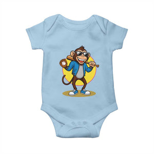 Funny Baseball Baby Onesie Monkey Playing Baseball Sport Humor Gift TS12 Light Blue Print Your Wear