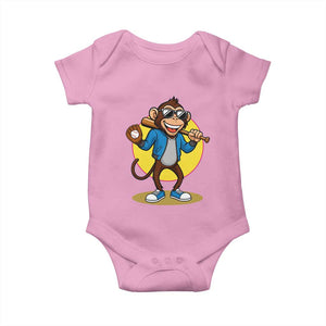 Funny Baseball Baby Onesie Monkey Playing Baseball Sport Humor Gift TS12 Light Pink Print Your Wear