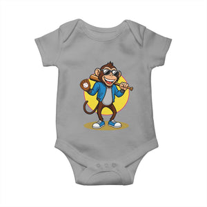 Funny Baseball Baby Onesie Monkey Playing Baseball Sport Humor Gift TS12 Sport Gray Print Your Wear