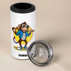 Funny Baseball 4 in 1 Can Cooler Tumbler Monkey Playing Baseball Sport Humor Gift TS12 Print Your Wear