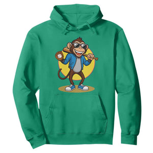 Funny Baseball Hoodie Monkey Playing Baseball Sport Humor Gift TS12 Irish Green Print Your Wear