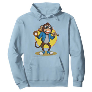 Funny Baseball Hoodie Monkey Playing Baseball Sport Humor Gift TS12 Light Blue Print Your Wear