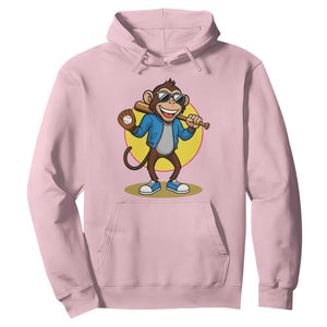 Funny Baseball Hoodie Monkey Playing Baseball Sport Humor Gift TS12 Light Pink Print Your Wear