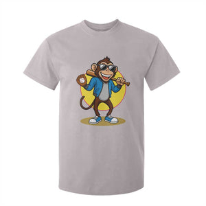 Funny Baseball T Shirt For Kid Monkey Playing Baseball Sport Humor Gift TS12 Ice Gray Print Your Wear