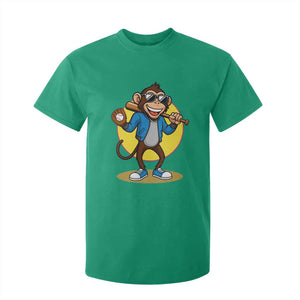 Funny Baseball T Shirt For Kid Monkey Playing Baseball Sport Humor Gift TS12 Irish Green Print Your Wear