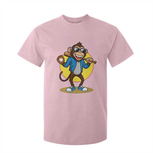 Funny Baseball T Shirt For Kid Monkey Playing Baseball Sport Humor Gift TS12 Light Pink Print Your Wear