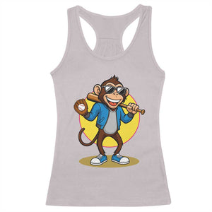 Funny Baseball Racerback Tank Top Monkey Playing Baseball Sport Humor Gift TS12 Ice Gray Print Your Wear