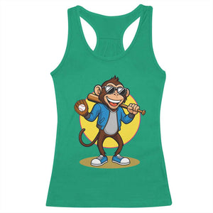 Funny Baseball Racerback Tank Top Monkey Playing Baseball Sport Humor Gift TS12 Irish Green Print Your Wear
