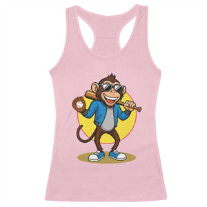 Funny Baseball Racerback Tank Top Monkey Playing Baseball Sport Humor Gift TS12 Light Pink Print Your Wear