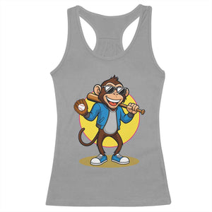 Funny Baseball Racerback Tank Top Monkey Playing Baseball Sport Humor Gift TS12 Sport Gray Print Your Wear