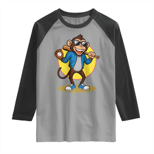 Funny Baseball Raglan Shirt Monkey Playing Baseball Sport Humor Gift TS12 Sport Gray Black Print Your Wear