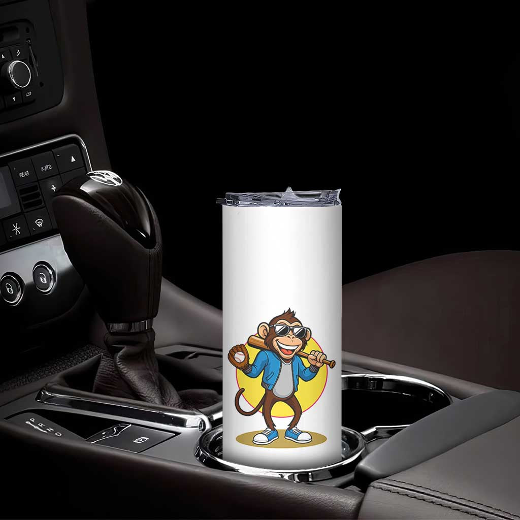 Funny Baseball Skinny Tumbler Monkey Playing Baseball Sport Humor Gift TS12 Print Your Wear