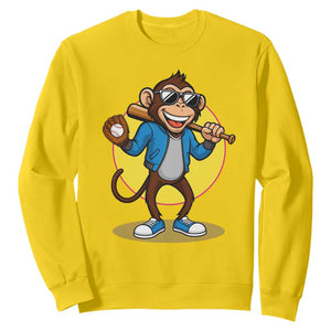 Funny Baseball Sweatshirt Monkey Playing Baseball Sport Humor Gift TS12 Daisy Print Your Wear