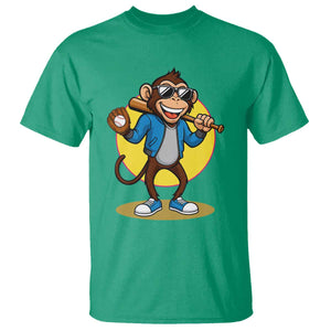 Funny Baseball T Shirt Monkey Playing Baseball Sport Humor Gift TS12 Irish Green Print Your Wear