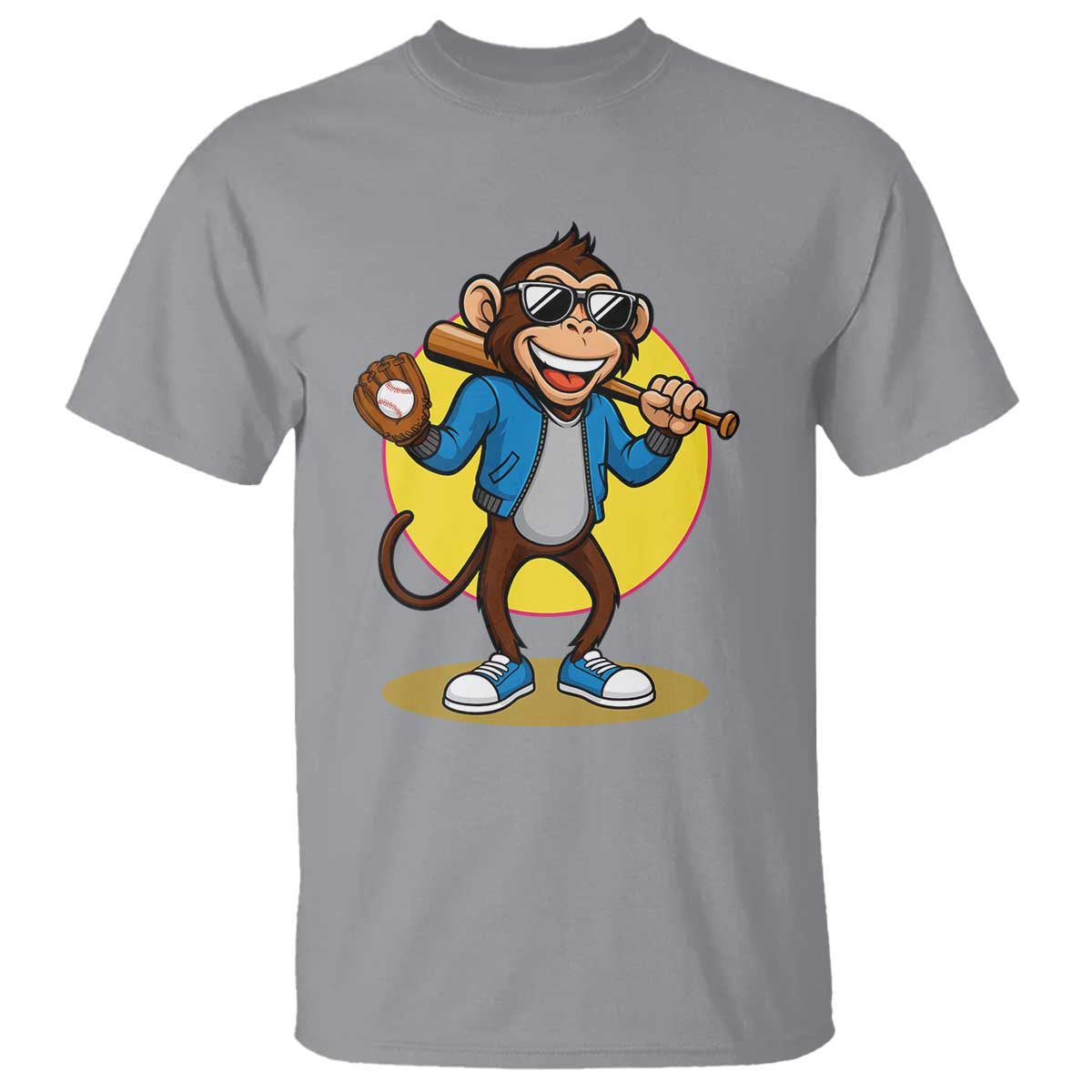 Funny Baseball T Shirt Monkey Playing Baseball Sport Humor Gift TS12 Sport Gray Print Your Wear
