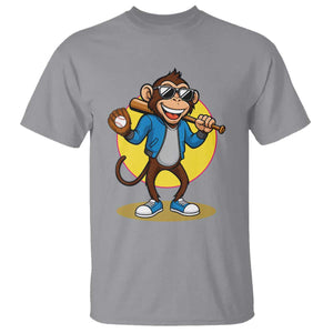 Funny Baseball T Shirt Monkey Playing Baseball Sport Humor Gift TS12 Sport Gray Print Your Wear