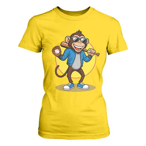Funny Baseball T Shirt For Women Monkey Playing Baseball Sport Humor Gift TS12 Daisy Print Your Wear