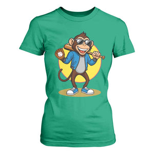 Funny Baseball T Shirt For Women Monkey Playing Baseball Sport Humor Gift TS12 Irish Green Print Your Wear