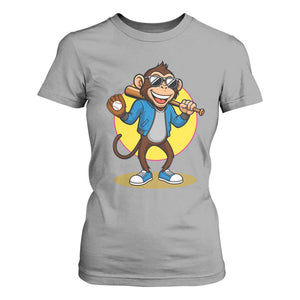 Funny Baseball T Shirt For Women Monkey Playing Baseball Sport Humor Gift TS12 Sport Gray Print Your Wear