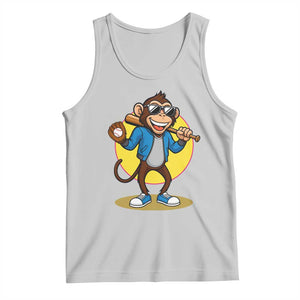 Funny Baseball Tank Top Monkey Playing Baseball Sport Humor Gift TS12 Ash Print Your Wear