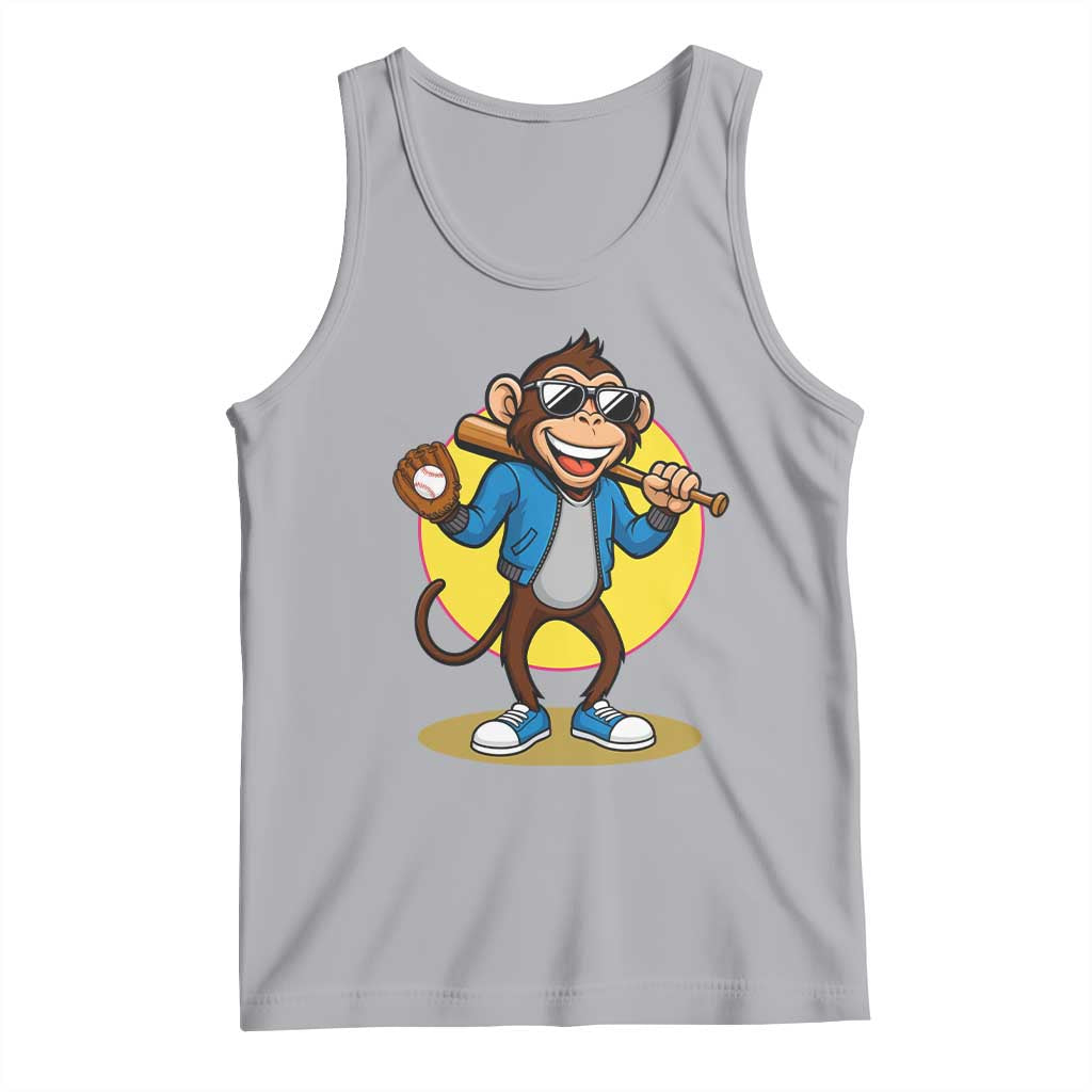 Funny Baseball Tank Top Monkey Playing Baseball Sport Humor Gift TS12 Athletic Heather Print Your Wear