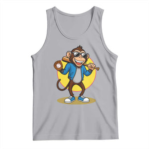 Funny Baseball Tank Top Monkey Playing Baseball Sport Humor Gift TS12 Athletic Heather Print Your Wear