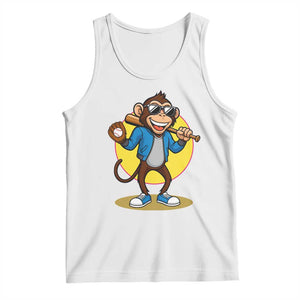 Funny Baseball Tank Top Monkey Playing Baseball Sport Humor Gift TS12 White Print Your Wear