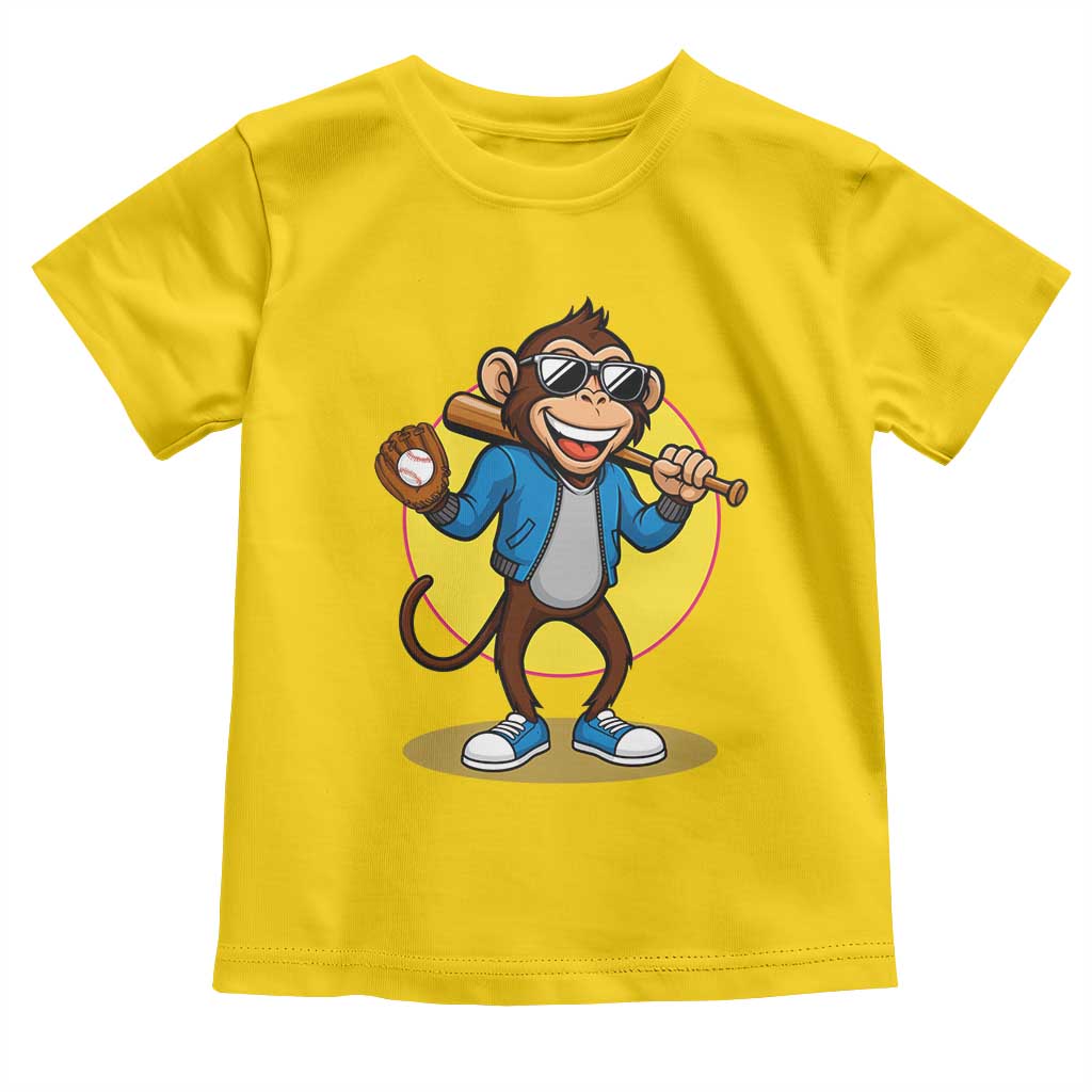 Funny Baseball Toddler T Shirt Monkey Playing Baseball Sport Humor Gift TS12 Daisy Print Your Wear